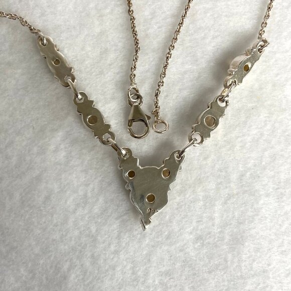 Sterling Silver 925 Multi Gemstone Citrine Collar V Necklace Cable Chain 17" - Picture 7 of 16